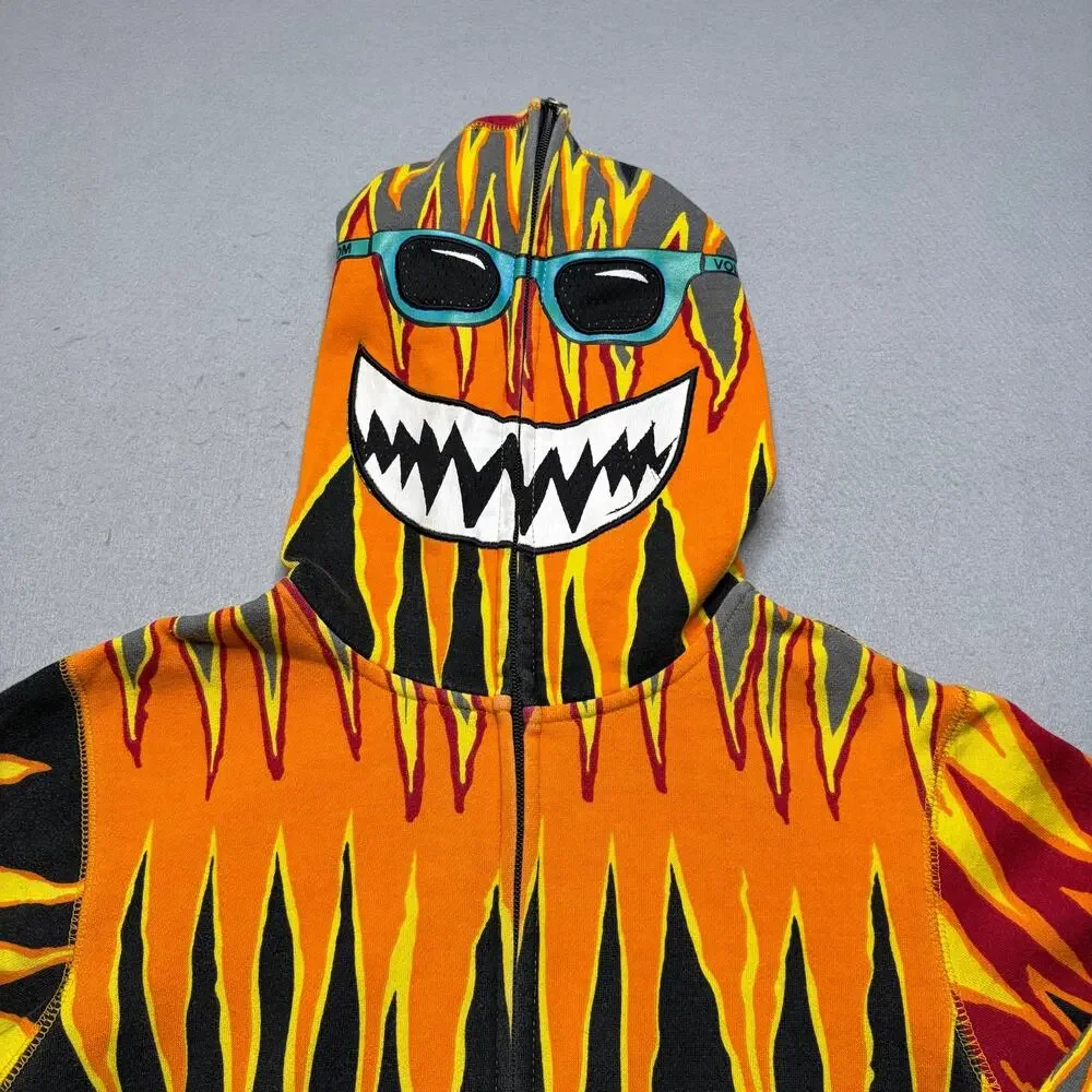 Volcom Flame Full Zip Hoodie Mask Face Surf Y2K‎ Skate Streetwear Men's XXS